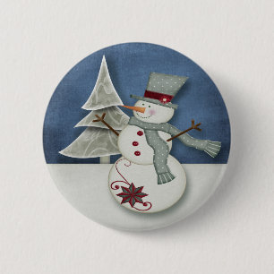 Weihnachtsschneemann Button