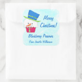 Weihnachtsschneemann Cupcake Custom Food Jay Label Quadratischer Aufkleber (Tasche)
