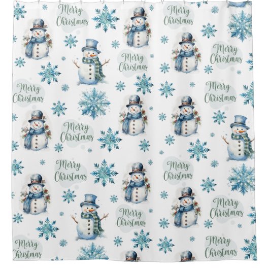 Weihnachtsschneemann Duschvorhang (Vorderseite)