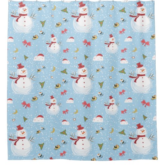 Weihnachtsschneemann Duschvorhang (Vorderseite)