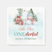 Weihnachtsschneemann Erster Geburtstag Serviette (Vorderseite)