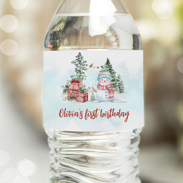 Weihnachtsschneemann Erster Geburtstag Wasserflaschenetikett