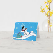 Weihnachtsschneemann Faltkarte Karte (Gelbe Blume)