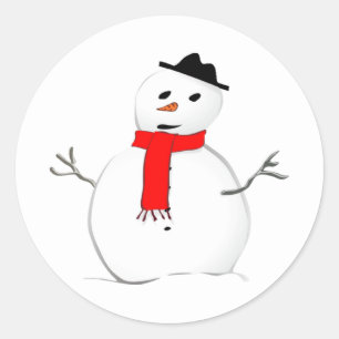 Weihnachtsschneemann Feiertag rot schwarz stilvoll Runder Aufkleber