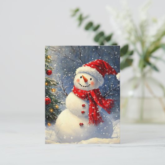 Weihnachtsschneemann Feiertagspostkarte (Stehend Vorderseite)