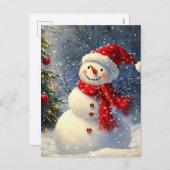 Weihnachtsschneemann Feiertagspostkarte (Vorne/Hinten)