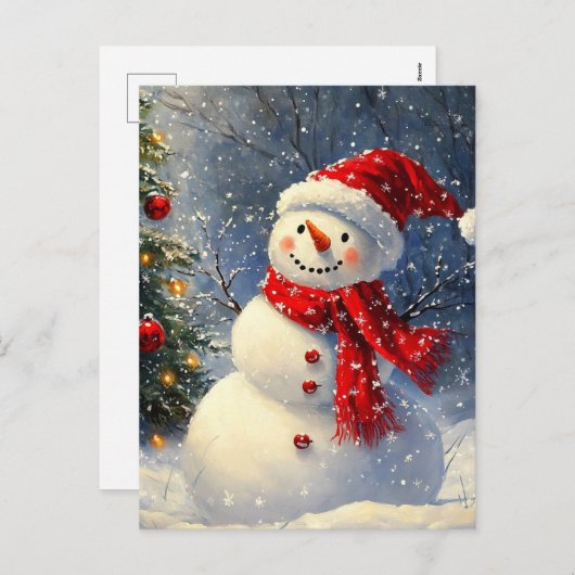 Weihnachtsschneemann Feiertagspostkarte (Vorne/Hinten)