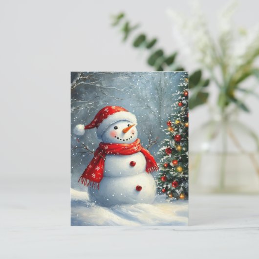 Weihnachtsschneemann Feiertagspostkarte (Stehend Vorderseite)