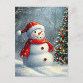 Weihnachtsschneemann Feiertagspostkarte (Vorderseite)