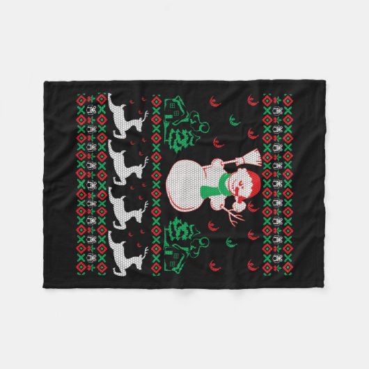 Weihnachtsschneemann Fleecedecke (Vorderseite (Horizontal))
