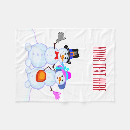 Weihnachtsschneemann Fleecedecke (Vorderseite (Horizontal))