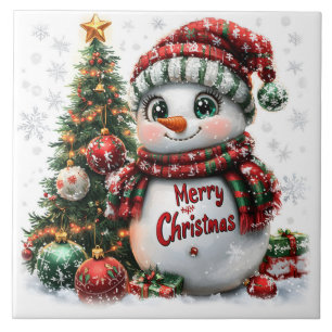 Weihnachtsschneemann Fliese