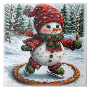 Weihnachtsschneemann Fliese