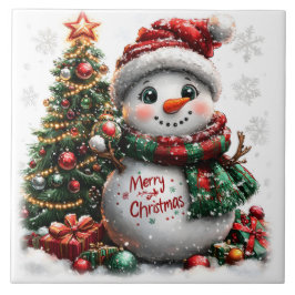 Weihnachtsschneemann Fliese