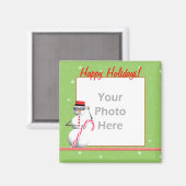 Weihnachtsschneemann (Foto) Magnet (Vorderseite/Rückseite)