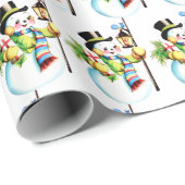 Weihnachtsschneemann gefliestes Party Geschenkpapier (Rolleneckpunkt)