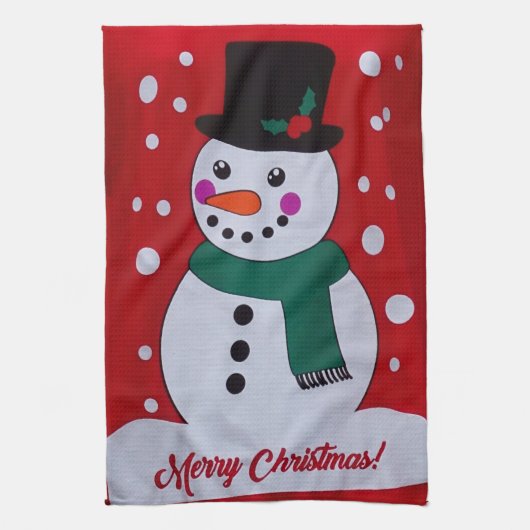 Weihnachtsschneemann Geschirrtuch (Vertikal)