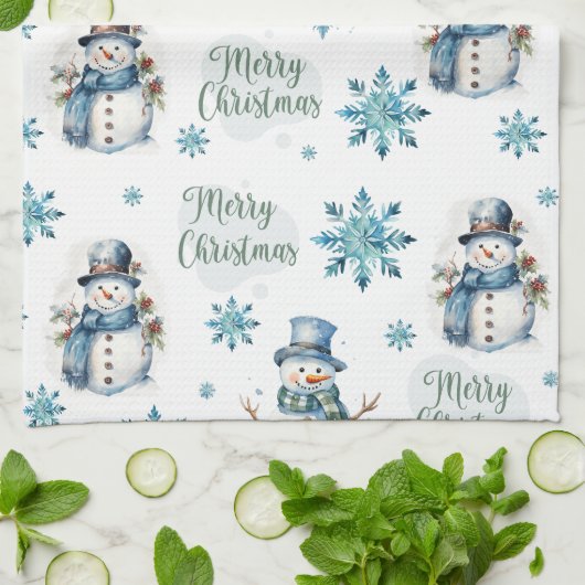 Weihnachtsschneemann Geschirrtuch (Gefaltet)