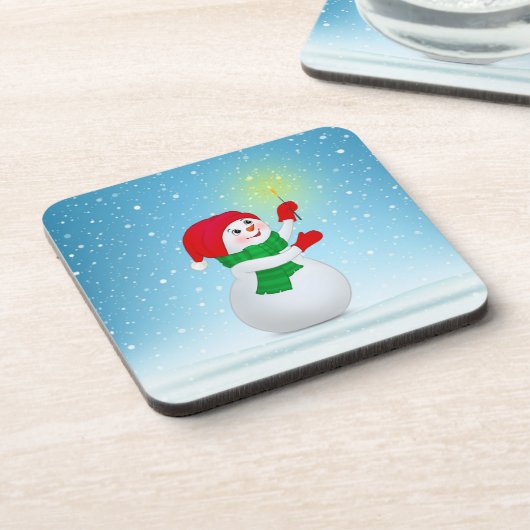 Weihnachtsschneemann Getränkeuntersetzer (Linke Seite)