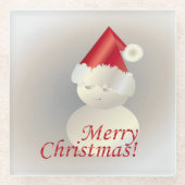 Weihnachtsschneemann Glasuntersetzer (Vorderseite)