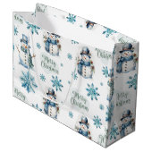 Weihnachtsschneemann Große Geschenktüte (Vorderseite Schrägansicht)
