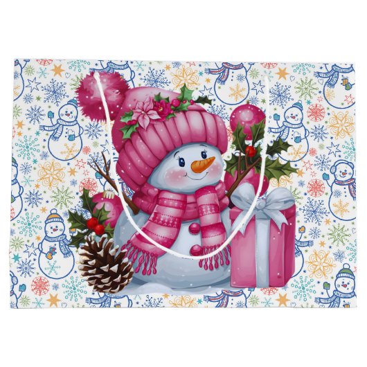 Weihnachtsschneemann Große Geschenktüte (Rückseite)