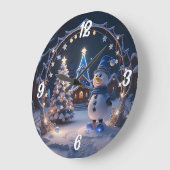Weihnachtsschneemann Große Wanduhr (Winkel)