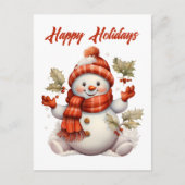 Weihnachtsschneemann hinzufügen Text Holiday Feiertagspostkarte (Vorderseite)