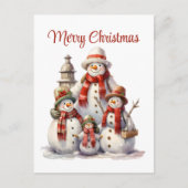 Weihnachtsschneemann hinzufügen Text Holiday Feiertagspostkarte (Vorderseite)