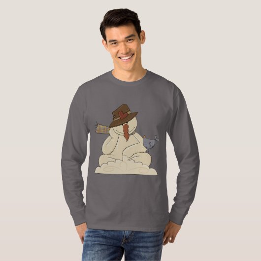 Weihnachtsschneemann Holiday Cartoon T - Shirt (Vorne ganz)