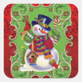 Weihnachtsschneemann Holiday-Fastfood-Aufkleber Quadratischer Aufkleber (Vorderseite)