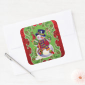 Weihnachtsschneemann Holiday-Fastfood-Aufkleber Quadratischer Aufkleber (Umschlag)