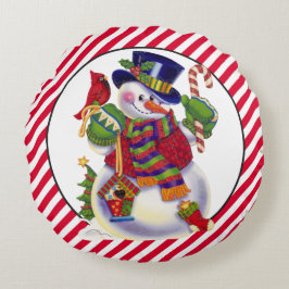 Weihnachtsschneemann Holiday Rundkissen Rundes Kissen