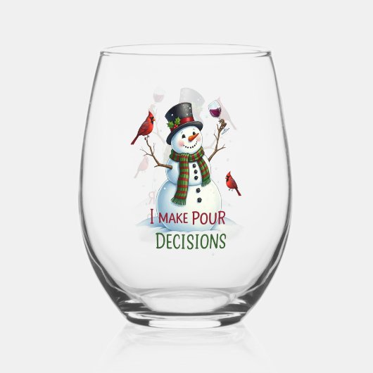 Weihnachtsschneemann Holiday Stemless Weinglas Ohne Stiel (Rückseite)