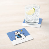 Weihnachtsschneemann im Sonnenschein Rechteckiger Pappuntersetzer (Vor Ort)