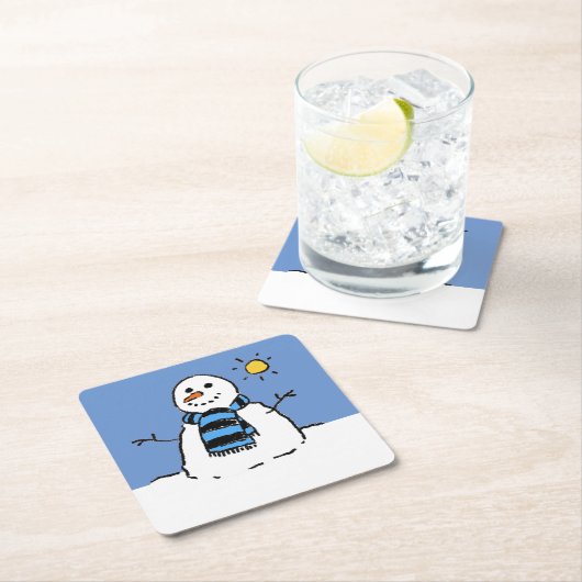 Weihnachtsschneemann im Sonnenschein Rechteckiger Pappuntersetzer (Vor Ort)