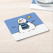 Weihnachtsschneemann im Sonnenschein Rechteckiger Pappuntersetzer (angewinkelt)