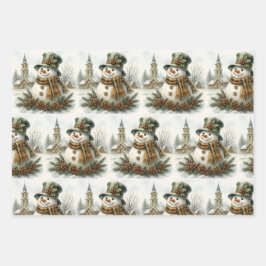 Weihnachtsschneemann im Vintage-Stil Geschenkpapier Set