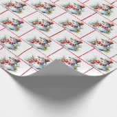 Weihnachtsschneemann im Wasser in Schneeflocken Geschenkpapier (Ecke)