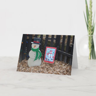 Weihnachtsschneemann im Winter Karte