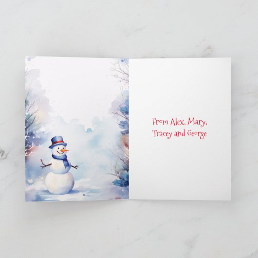 Weihnachtsschneemann im Winter Karte (Innenseite)