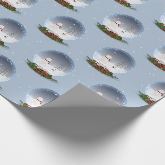 Weihnachtsschneemann in Snow Globe Geschenkpapier (Ecke)