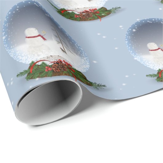 Weihnachtsschneemann in Snow Globe Geschenkpapier (Rolleneckpunkt)