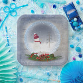 Weihnachtsschneemann in Snow Globe Pappteller (Party)