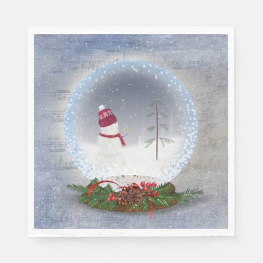 Weihnachtsschneemann in Snow Globe Serviette (Vorderseite)