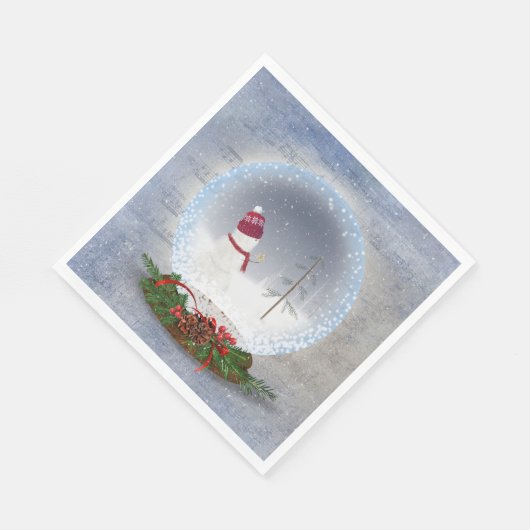 Weihnachtsschneemann in Snow Globe Serviette (Ecke)