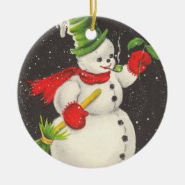 Weihnachtsschneemann individualisierbar keramik ornament