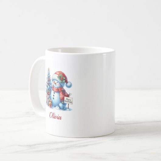 Weihnachtsschneemann Kaffeetasse (Vorderseite Links)