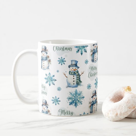 Weihnachtsschneemann Kaffeetasse (Mit Donut)