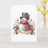 Weihnachtsschneemann Karte (Gelbe Blume)
